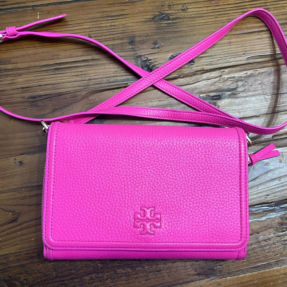 Tory Burch Pink Pebbled Leather Crossbody